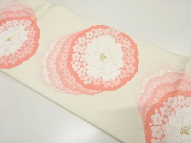 JAPANESE FUKURO OBI / WOVEN FLOWER ROUNDEL